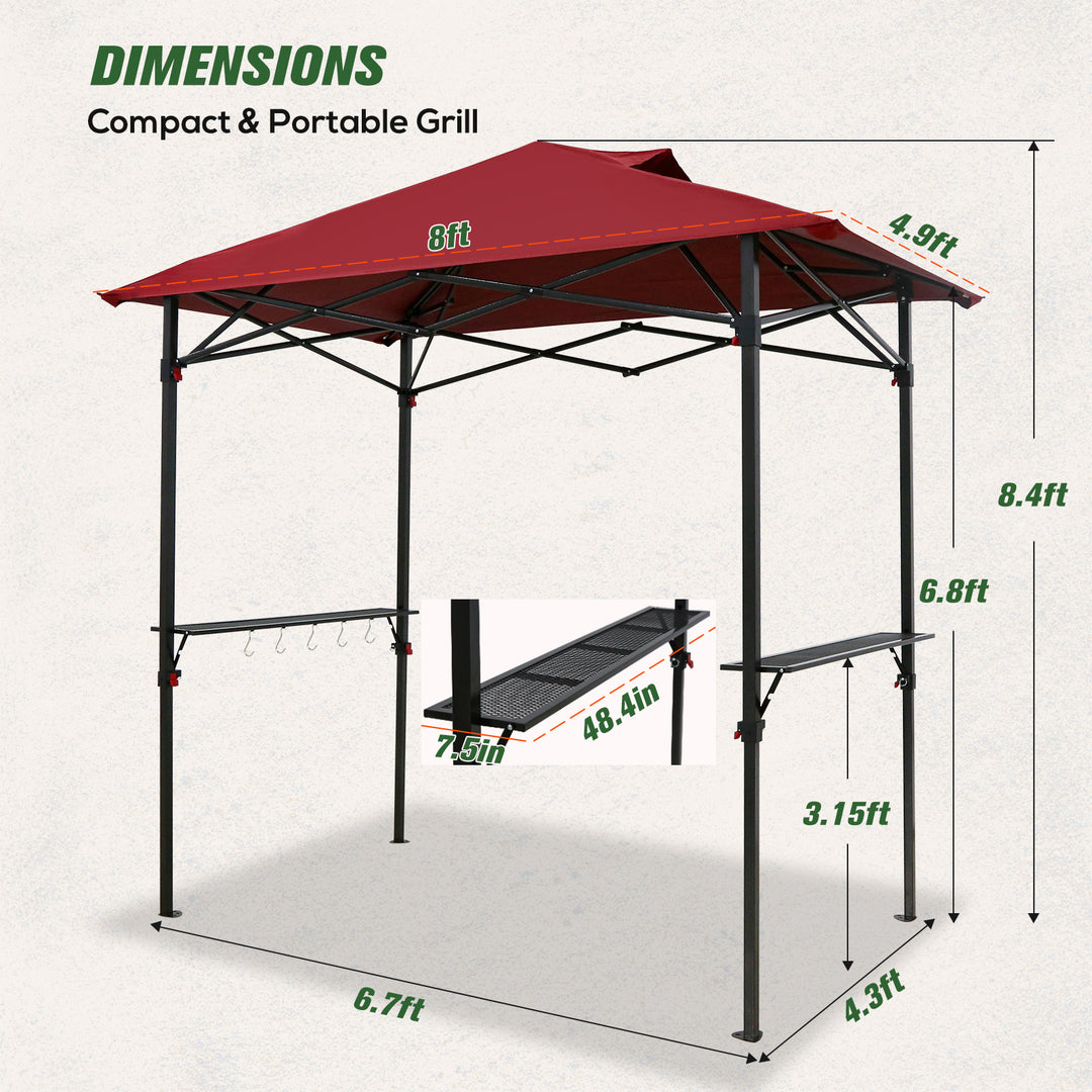 COOS BAY 8x5 Pop up Grill Gazebo Portable BBQ Gazebo Canopy Tent with Carry Bag