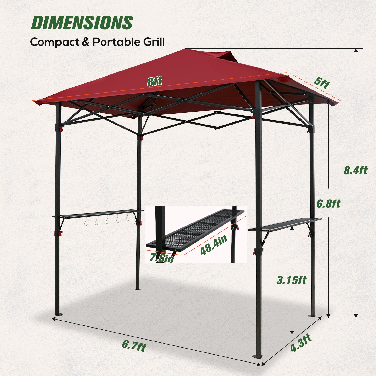 COOS BAY 8'x5' Pop up Grill Gazebo with Roller Bag – COOS BAY Outdoors