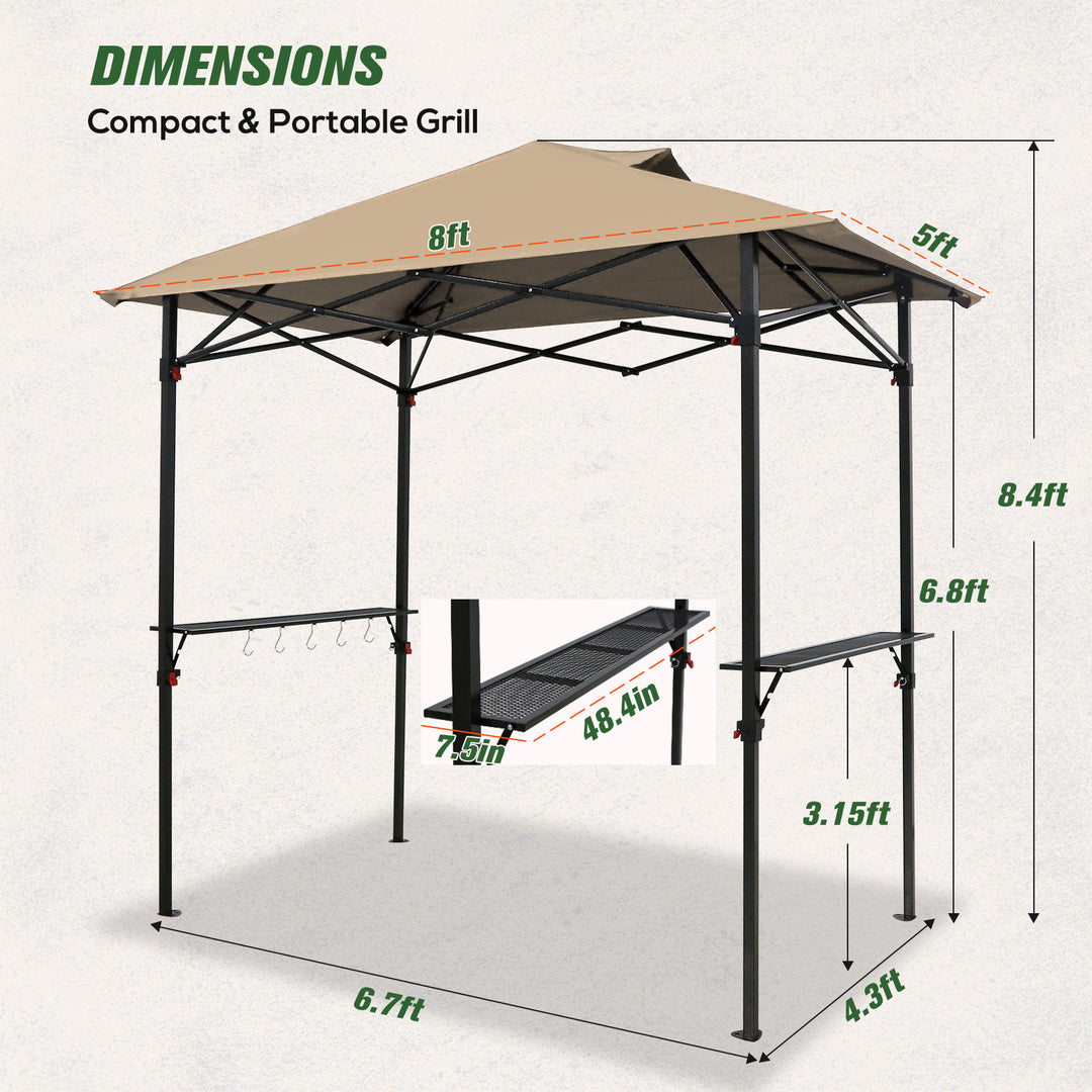 COOS BAY 8'x5' Pop up Grill Gazebo with Roller Bag