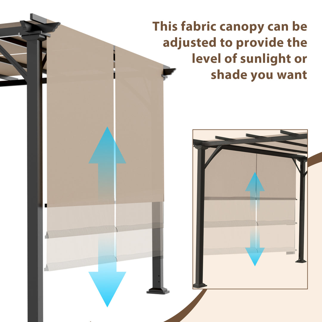 COOS BAY Outdoor Patio Pergola 10x10 ft with Retractable Sun Shade Canopy Top,Beige