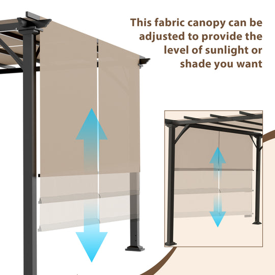 COOS BAY Outdoor Patio Pergola 10x10 ft with Retractable Sun Shade Canopy Top,Beige