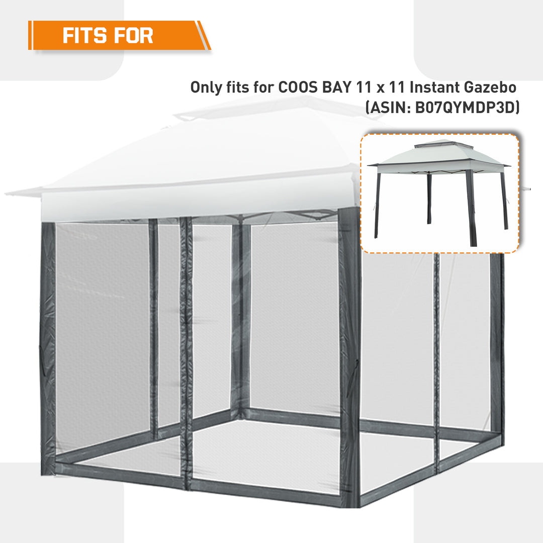 COOS BAY 10’ X 10’ Replacement Mosquito Netting with Zippers(4 Sidewalls Only, Frame and Top NOT Included)