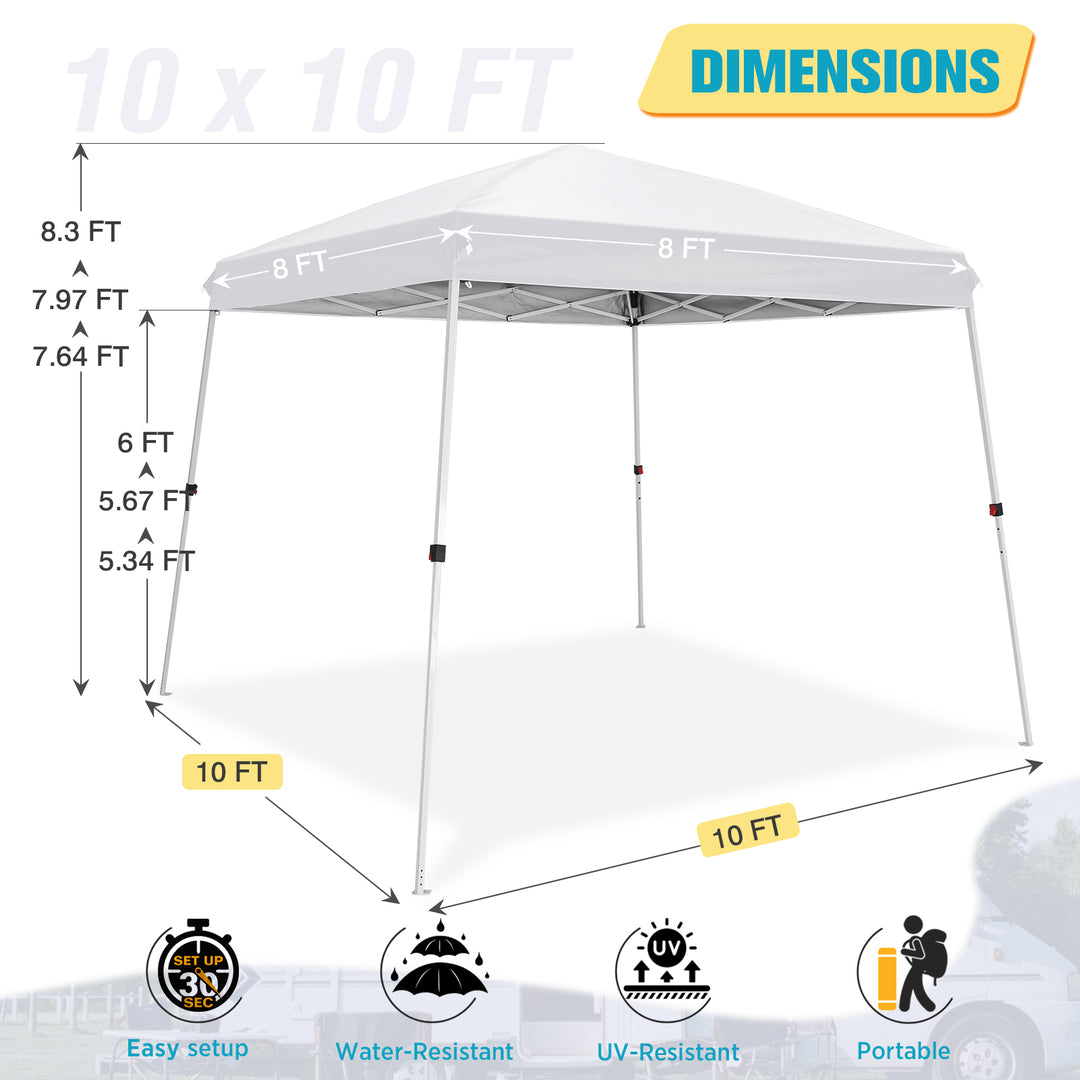 canopy tent dimensions COOS BAY Outdoor Instant Easy Setup Canopy Tent, Shelter 8x8 Top 10x10 Base