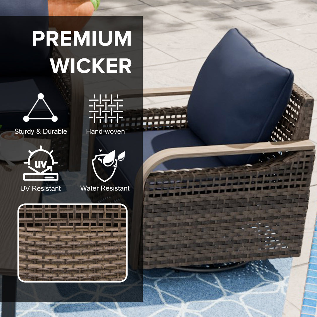 COOS BAY Modern Outdoor 4 PCS Swivel Rocker Chairs with 2 Ottomans