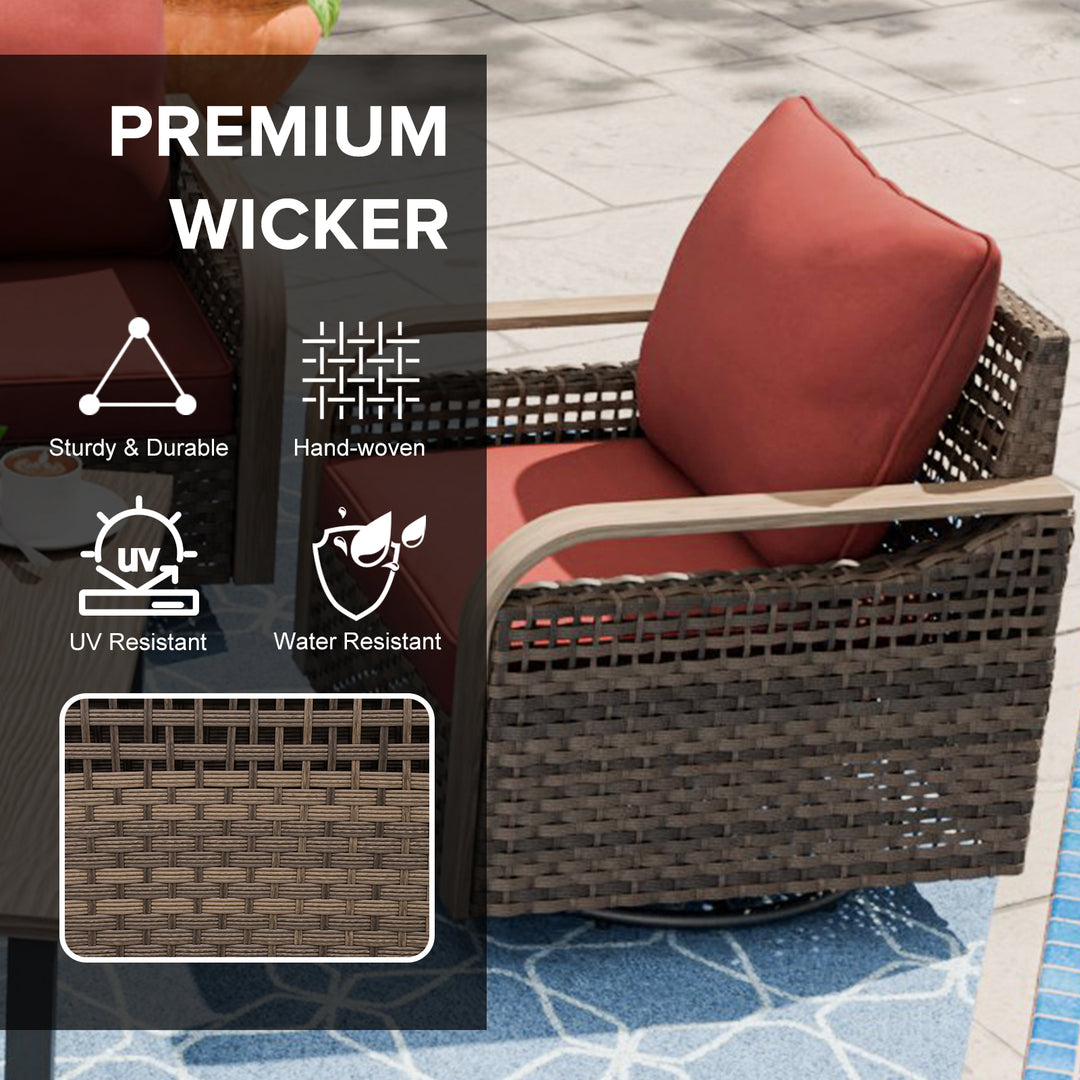 COOS BAY Modern Outdoor 4 PCS Swivel Rocker Chairs with 2 Ottomans