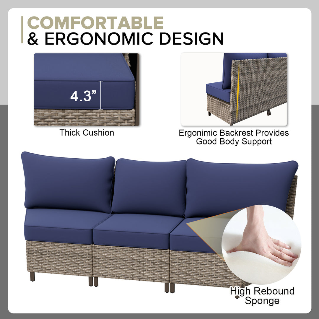 COOS BAY Aurora Terrace Outdoor Furniture Set w/Curved 5-Seat Sofa, Seats 5