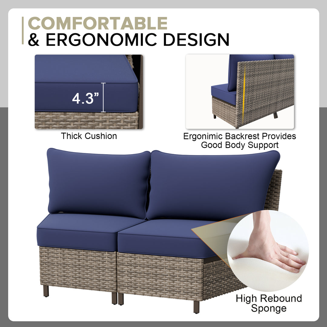 COOS BAY Aurora Terrace Outdoor Furniture Set w/Curved 4-Seat Sofa, Seats 4