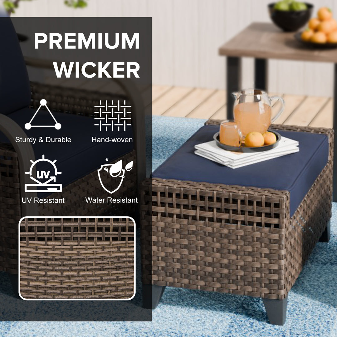 COOS BAY Modern Wicker 4 PCS Set w/Patio Chairs with Ottoman Set