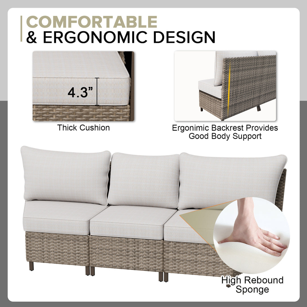 COOS BAY Aurora Terrace Outdoor Furniture Set w/Curved 5-Seat Sofa, Seats 5