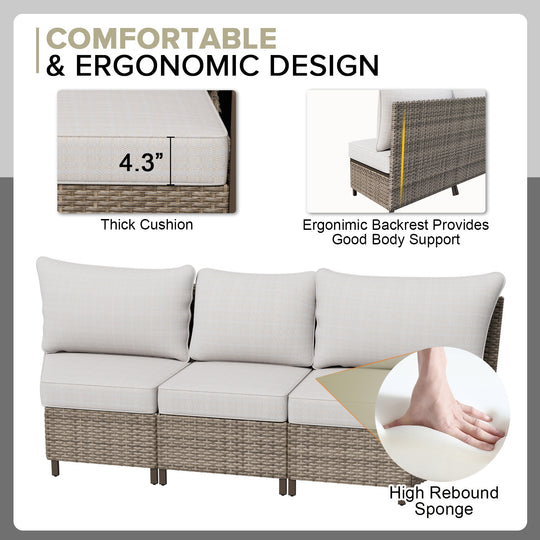 COOS BAY Aurora Terrace Outdoor Furniture Set w/Curved 5-Seat Sofa, Seats 5