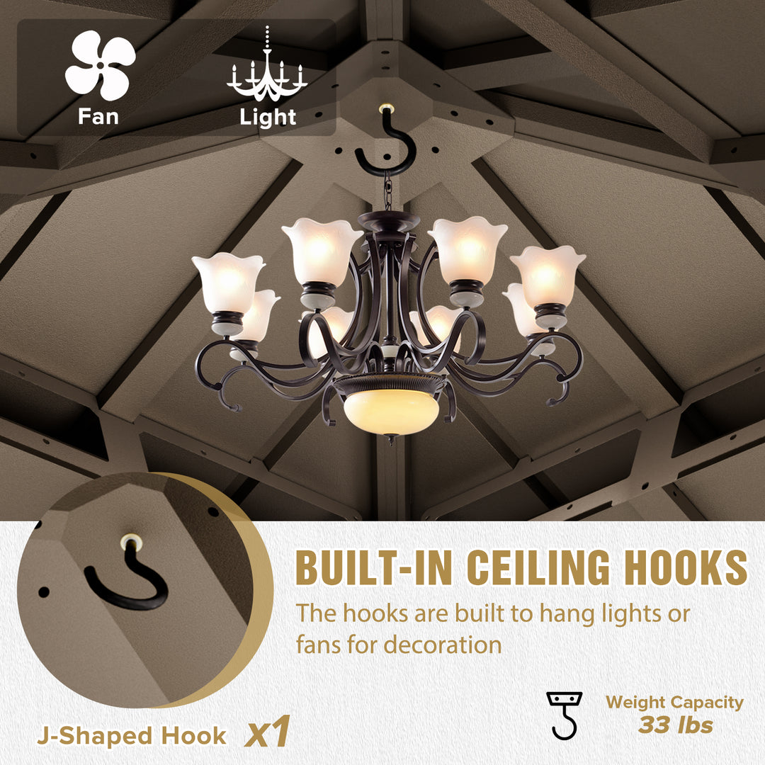 COOS BAY Hardtop Aluminum Frame Gazebo with Netting and Curtains