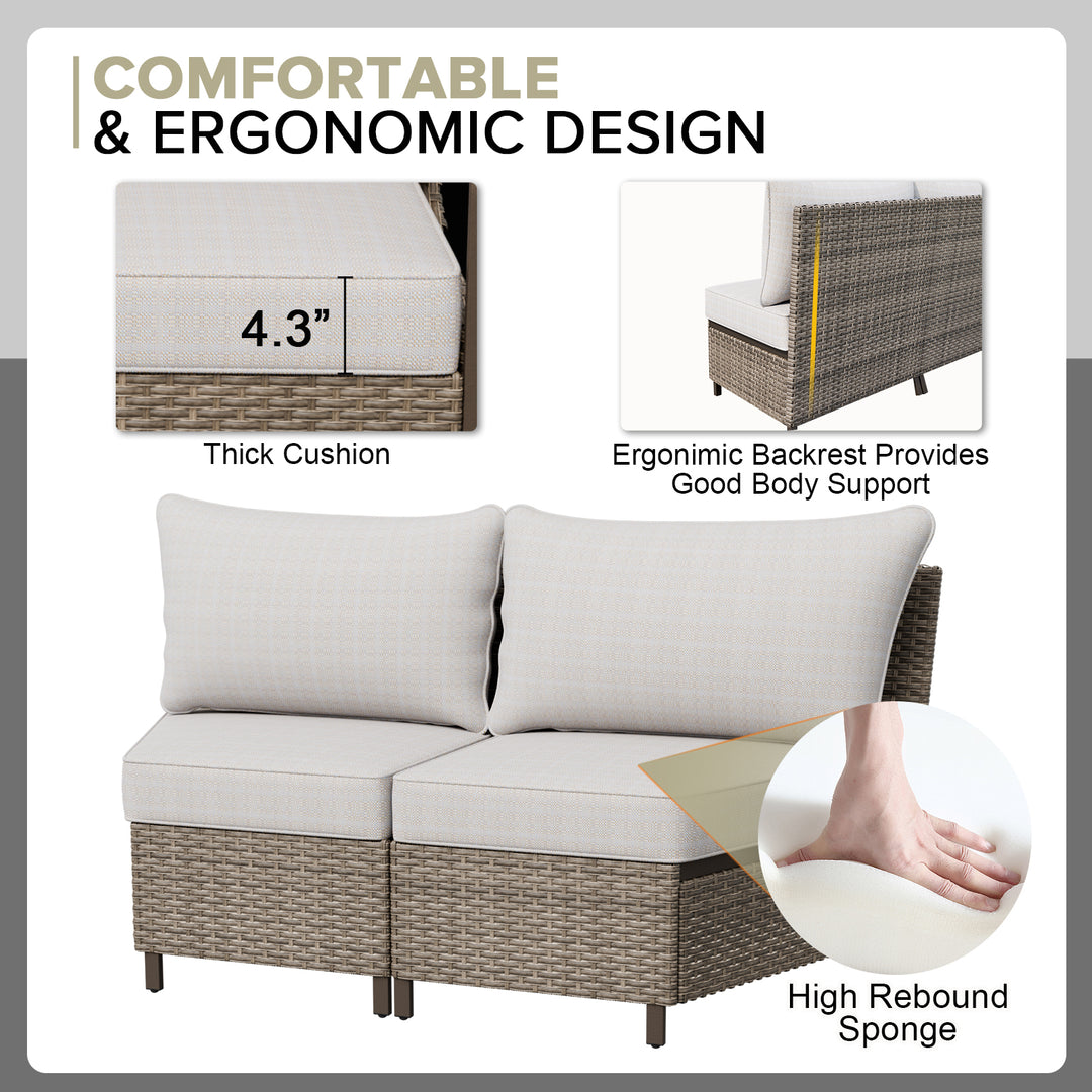 COOS BAY Aurora Terrace Outdoor Furniture Set w/Curved 4-Seat Sofa, Seats 4