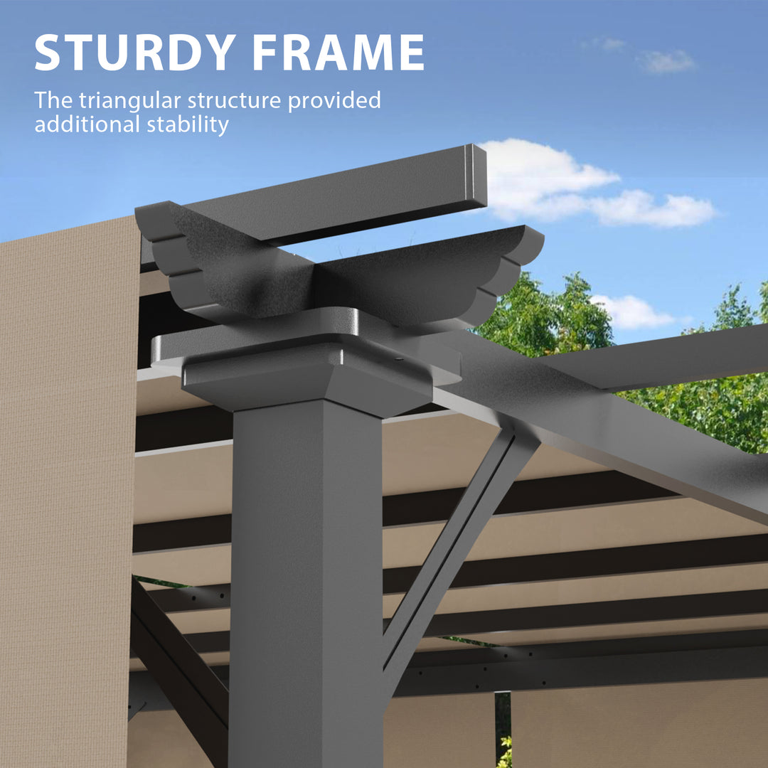 COOS BAY Outdoor Patio Pergola 10x10 ft with Retractable Sun Shade Canopy Top,Beige