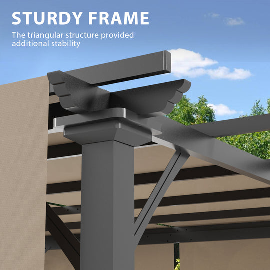 COOS BAY Outdoor Patio Pergola 10x10 ft with Retractable Sun Shade Canopy Top,Beige
