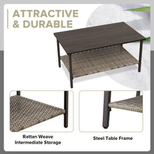 Load image into Gallery viewer, Palm Breeze Outdoor Rattan Patio Coffee Table with Lower Storage