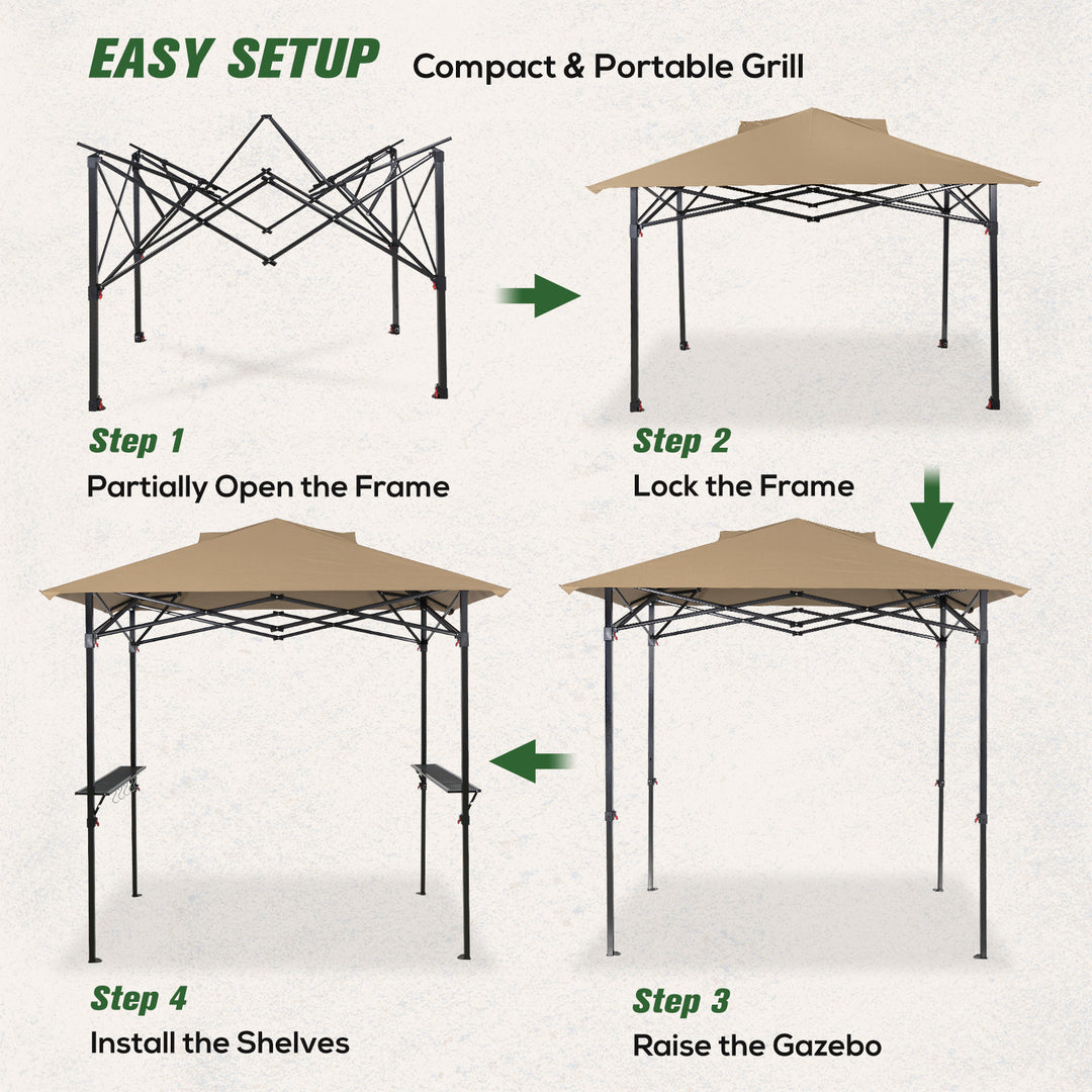 COOS BAY 8x5 Pop up Grill Gazebo Portable BBQ Gazebo Canopy Tent with Carry Bag