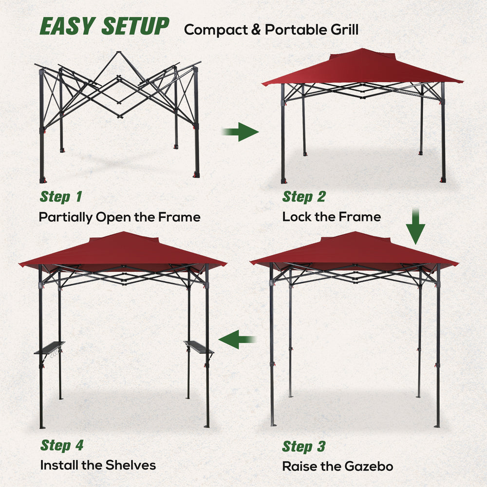 COOS BAY 8'x5' Pop up Grill Gazebo with Roller Bag