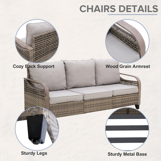 COOS BAY 3 Piece Modern Wicker Outdoor Furniture Set