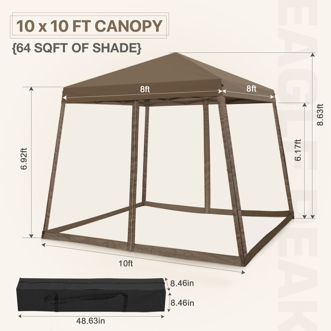 COOS BAY 10' x 10' Slant Leg Pop Up Canopy Tent (8x8 Top)