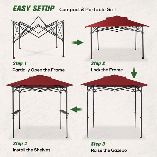 COOS BAY 8x5 Pop up Grill Gazebo Portable BBQ Gazebo Canopy Tent with Carry Bag