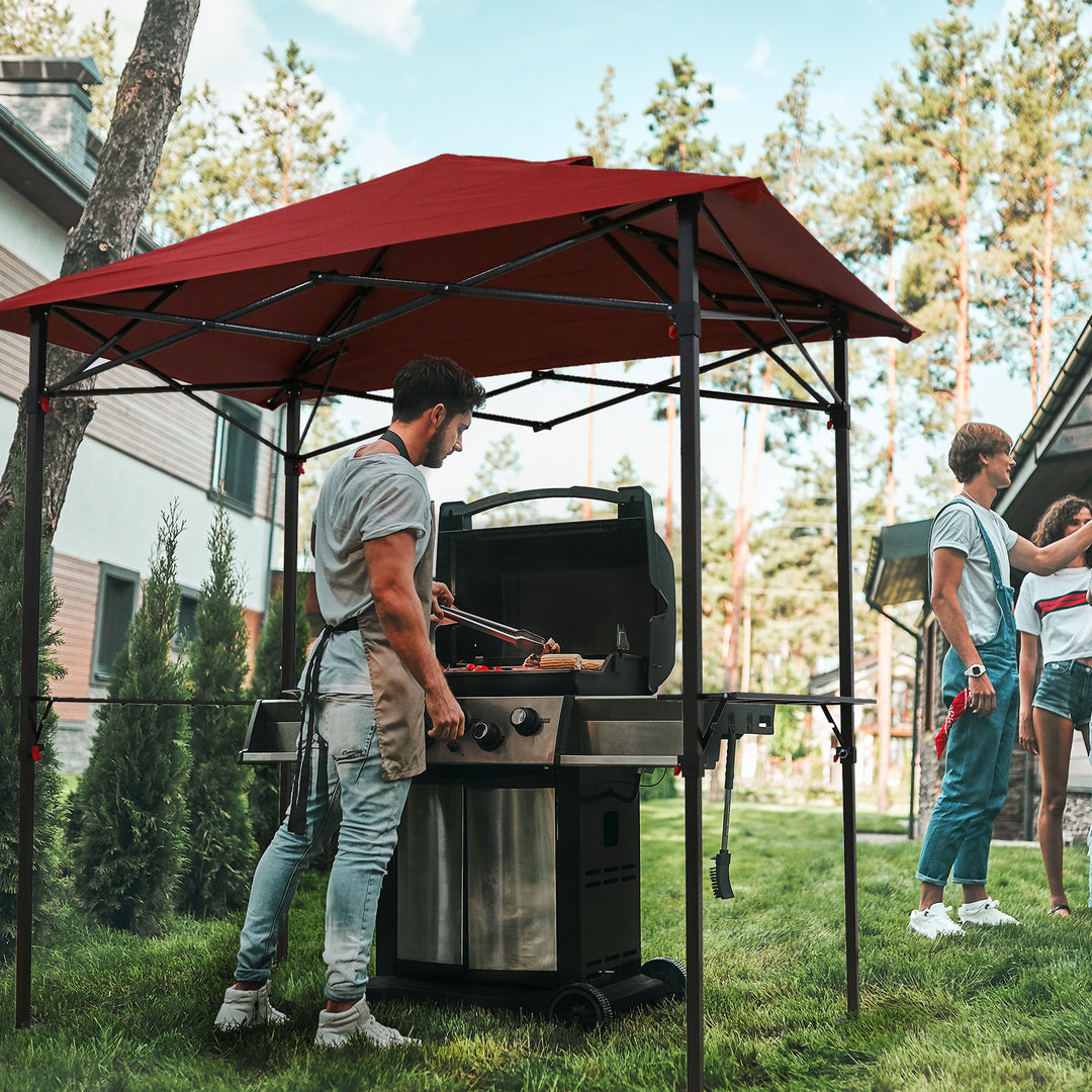 COOS BAY 8x5 Pop up Grill Gazebo Portable BBQ Gazebo Canopy Tent with Carry Bag