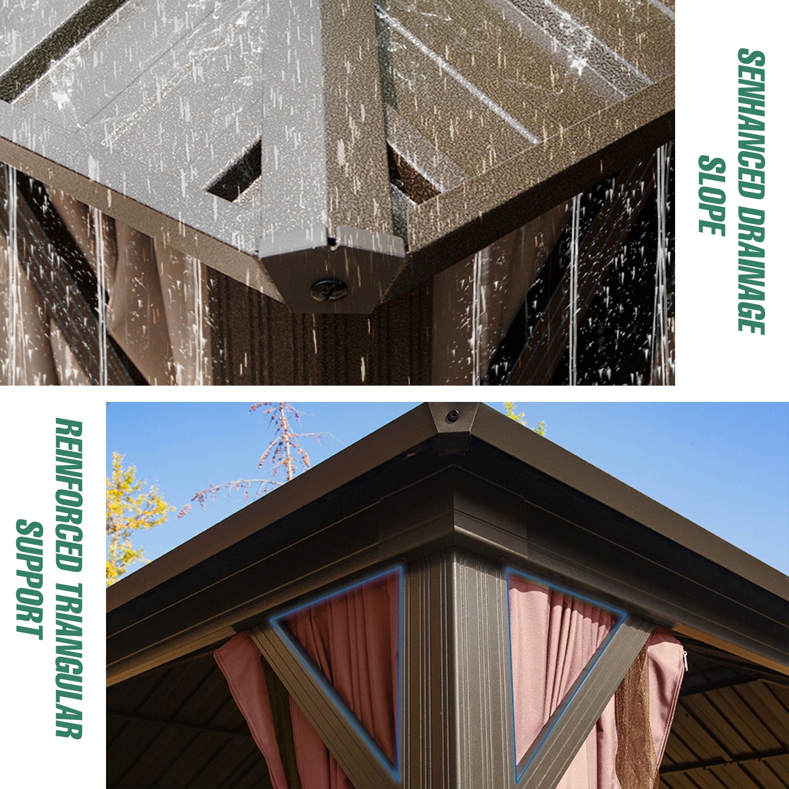 COOS BAY Double Galvanized Steel Roof and Aluminum Frame Gazebo