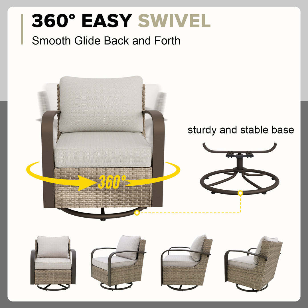 COOS BAY Aurora Terrace Outdoor Furniture Set w/Swivel Rockers, Seats 7
