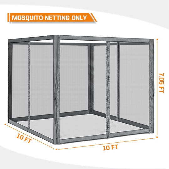 COOS BAY 10’ X 10’ Replacement Mosquito Netting with Zippers(4 Sidewalls Only, Frame and Top NOT Included)