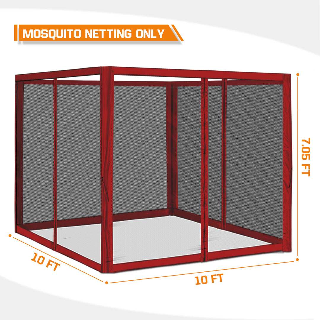 COOS BAY 10’ X 10’ Replacement Mosquito Netting with Zippers(4 Sidewalls Only, Frame and Top NOT Included)