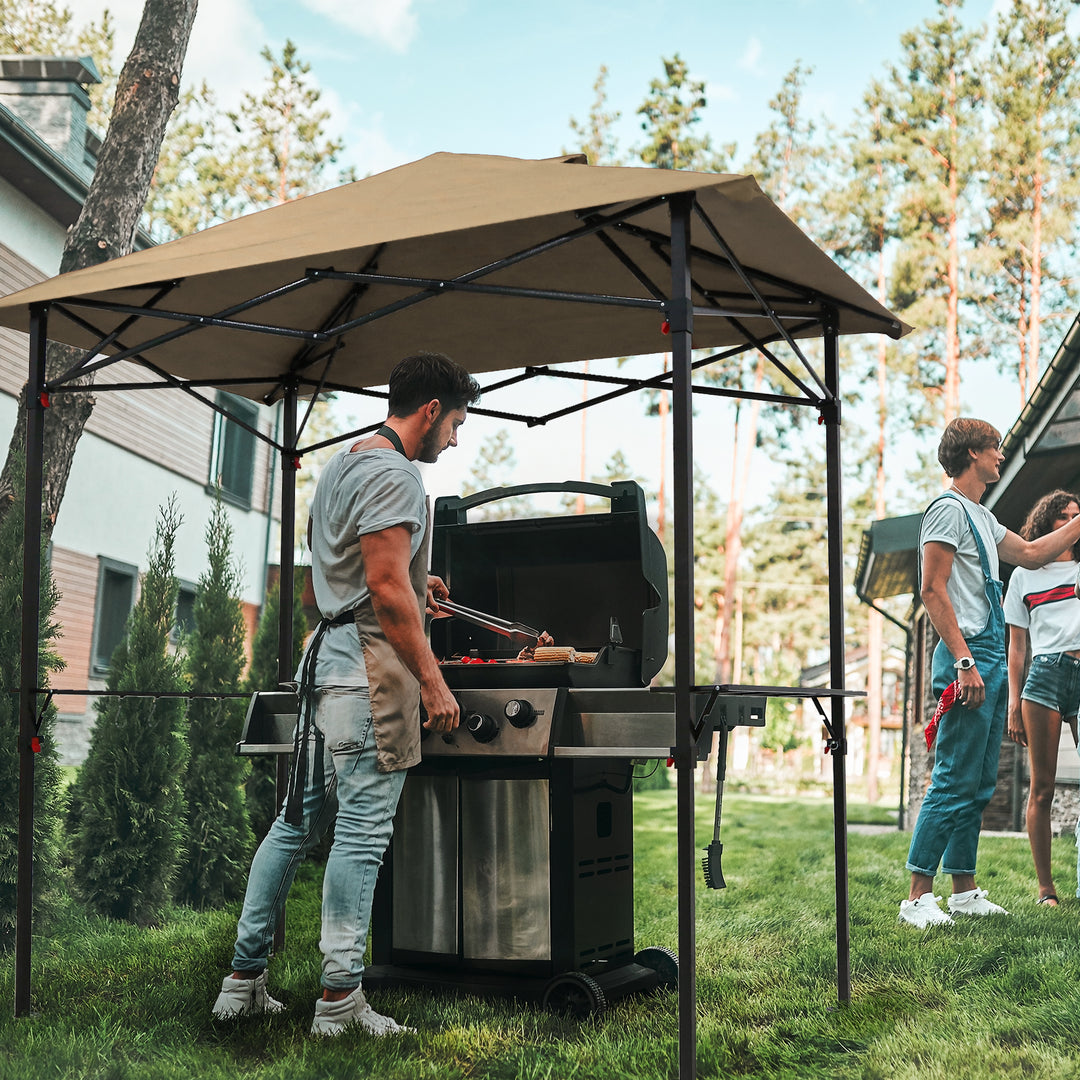 COOS BAY 8'x5' Pop up Grill Gazebo with Roller Bag