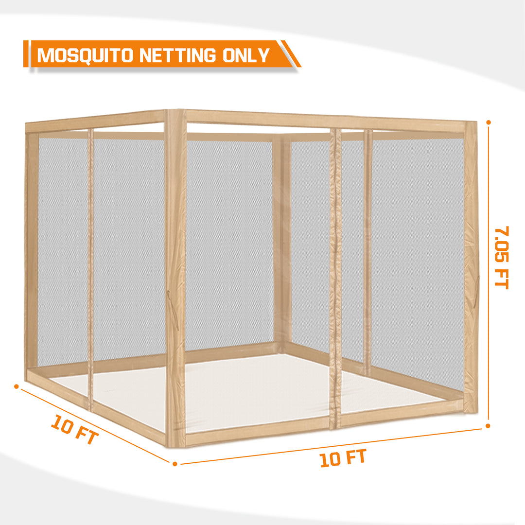 COOS BAY 10’ X 10’ Replacement Mosquito Netting with Zippers(4 Sidewalls Only, Frame and Top NOT Included)