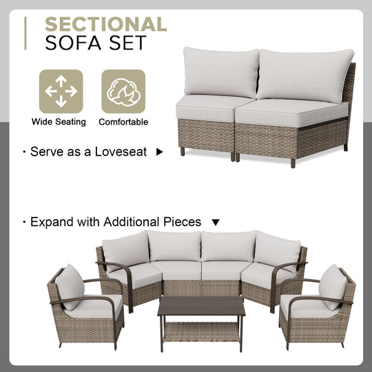 COOS BAY Aurora Terrace Outdoor Furniture Set w/Patio Chairs, Seats 6