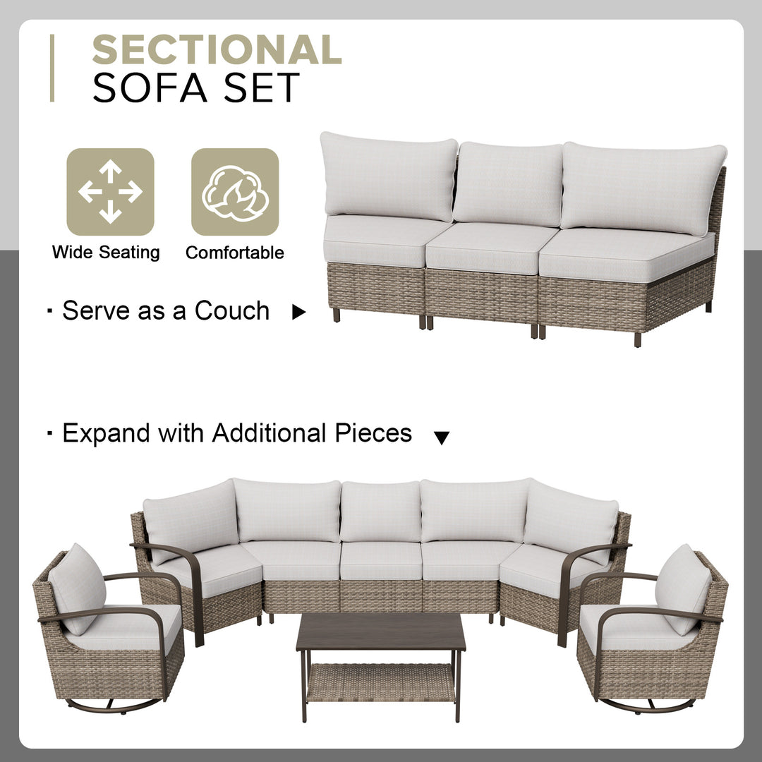 COOS BAY Aurora Terrace Outdoor Furniture Set w/Swivel Rockers, Seats 7