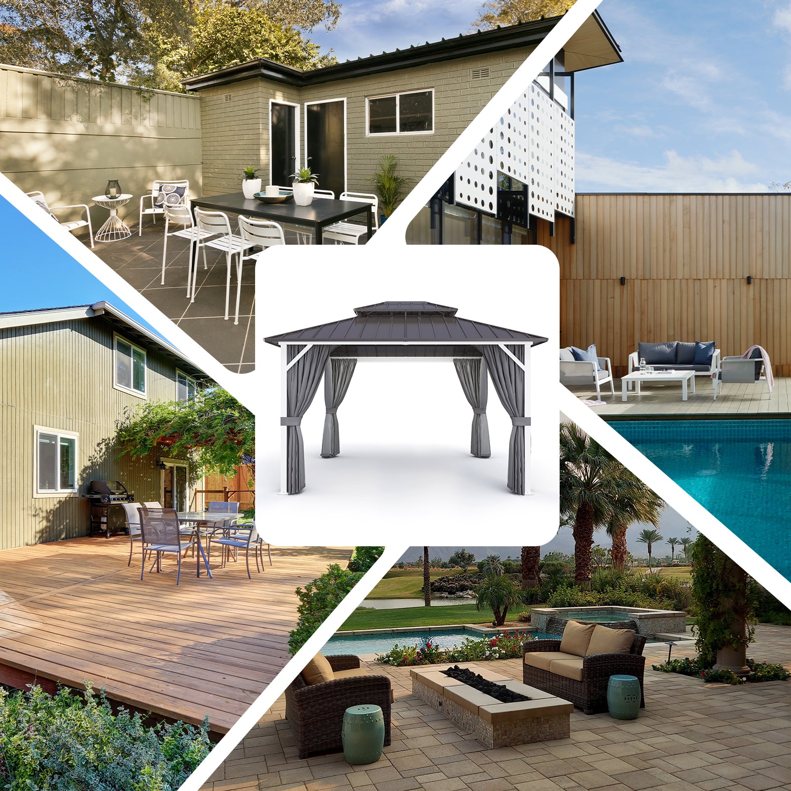 COOS BAY Double Galvanized Steel Roof and Aluminum Frame Gazebo