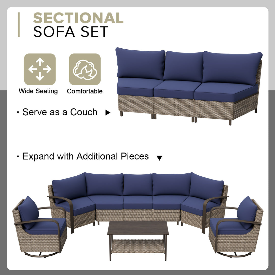 COOS BAY Aurora Terrace Outdoor Furniture Set w/Swivel Rockers, Seats 7
