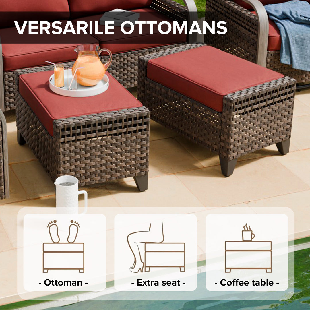 COOS BAY Modern 5 PCS Furniture Set w/ Patio Chairs, 3 Seat Couch, and Ottomans