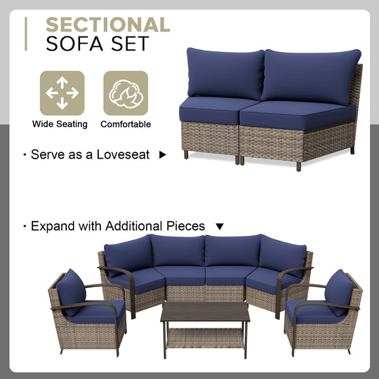 COOS BAY Aurora Terrace Outdoor Furniture Set w/Patio Chairs, Seats 6