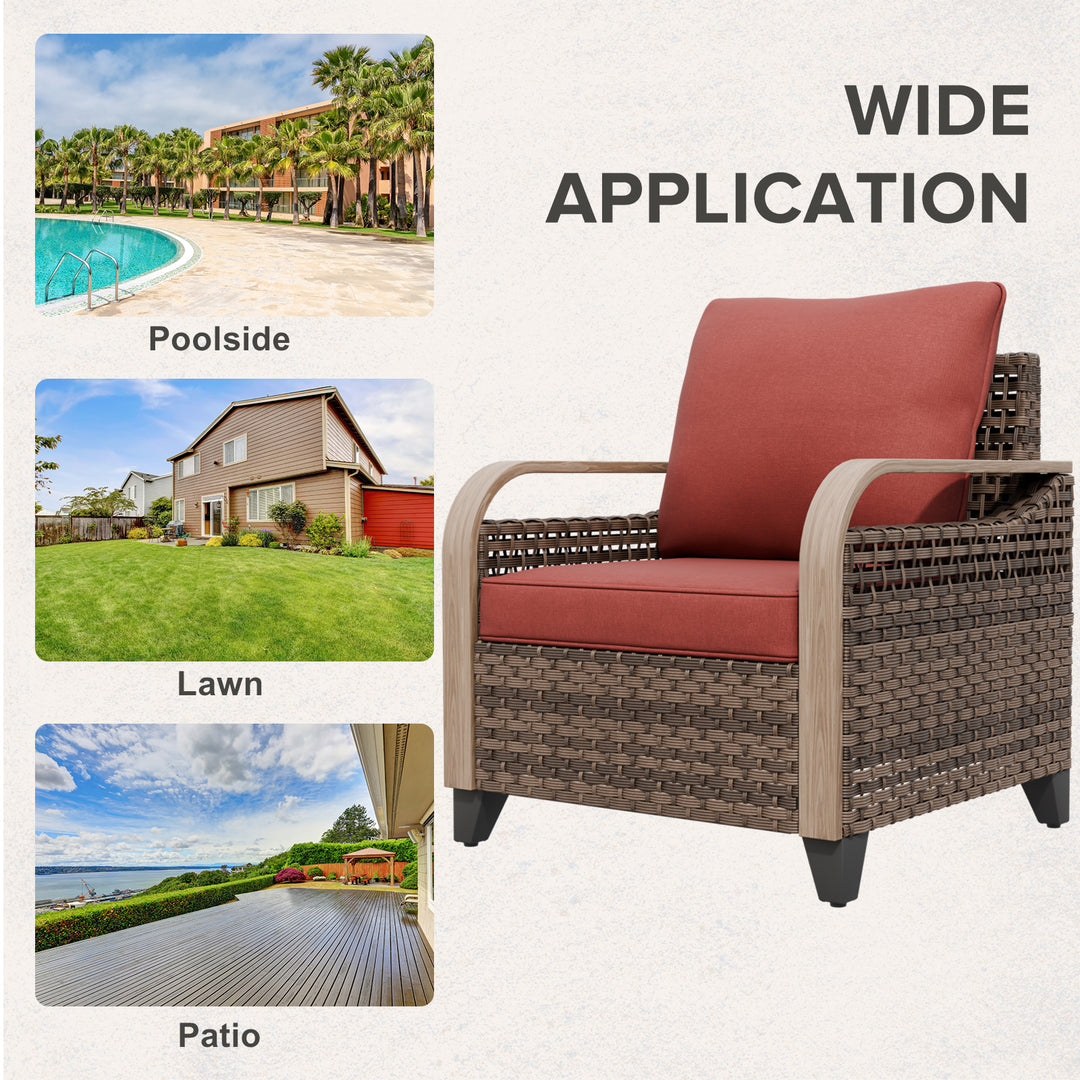 COOS BAY Modern Wicker 4 PCS Set w/Patio Chairs with Ottoman Set