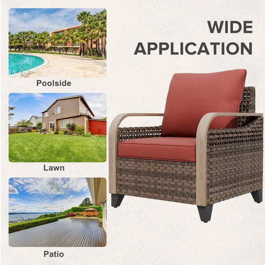 COOS BAY Modern Wicker 4 PCS Set w/Patio Chairs with Ottoman Set