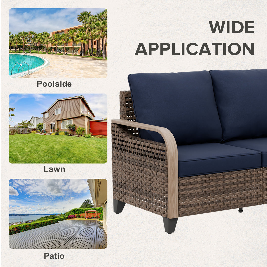 COOS BAY Modern Wicker Outdoor 3 Seat Sofa