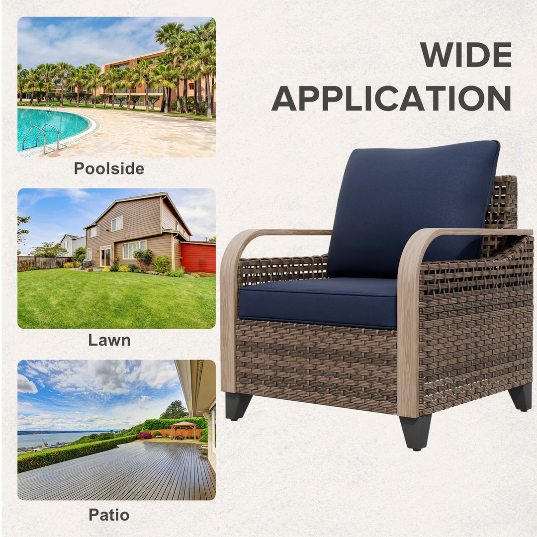 COOS BAY Modern Wicker 4 PCS Set w/Patio Chairs with Ottoman Set