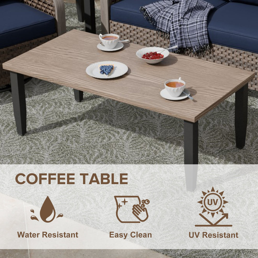 COOS BAY 8 PCS Modern Wicker Furniture Set w/Swivel Rocking Chairs, Patio Chairs, 3 Seat Couch, Loveseat, Coffee Table and Side Table