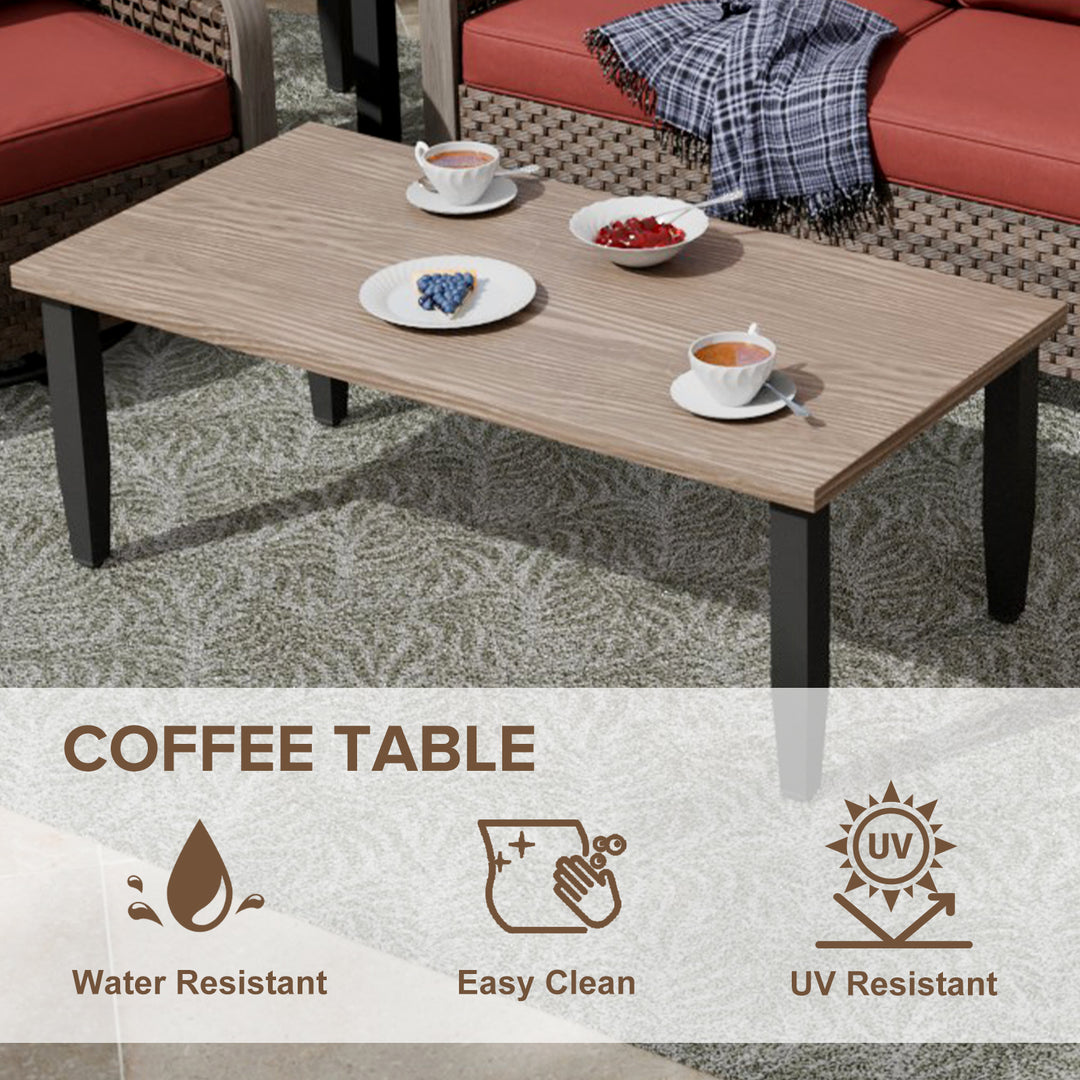 COOS BAY 8 PCS Modern Wicker Furniture Set w/Swivel Rocking Chairs, Patio Chairs, 3 Seat Couch, Loveseat, Coffee Table and Side Table