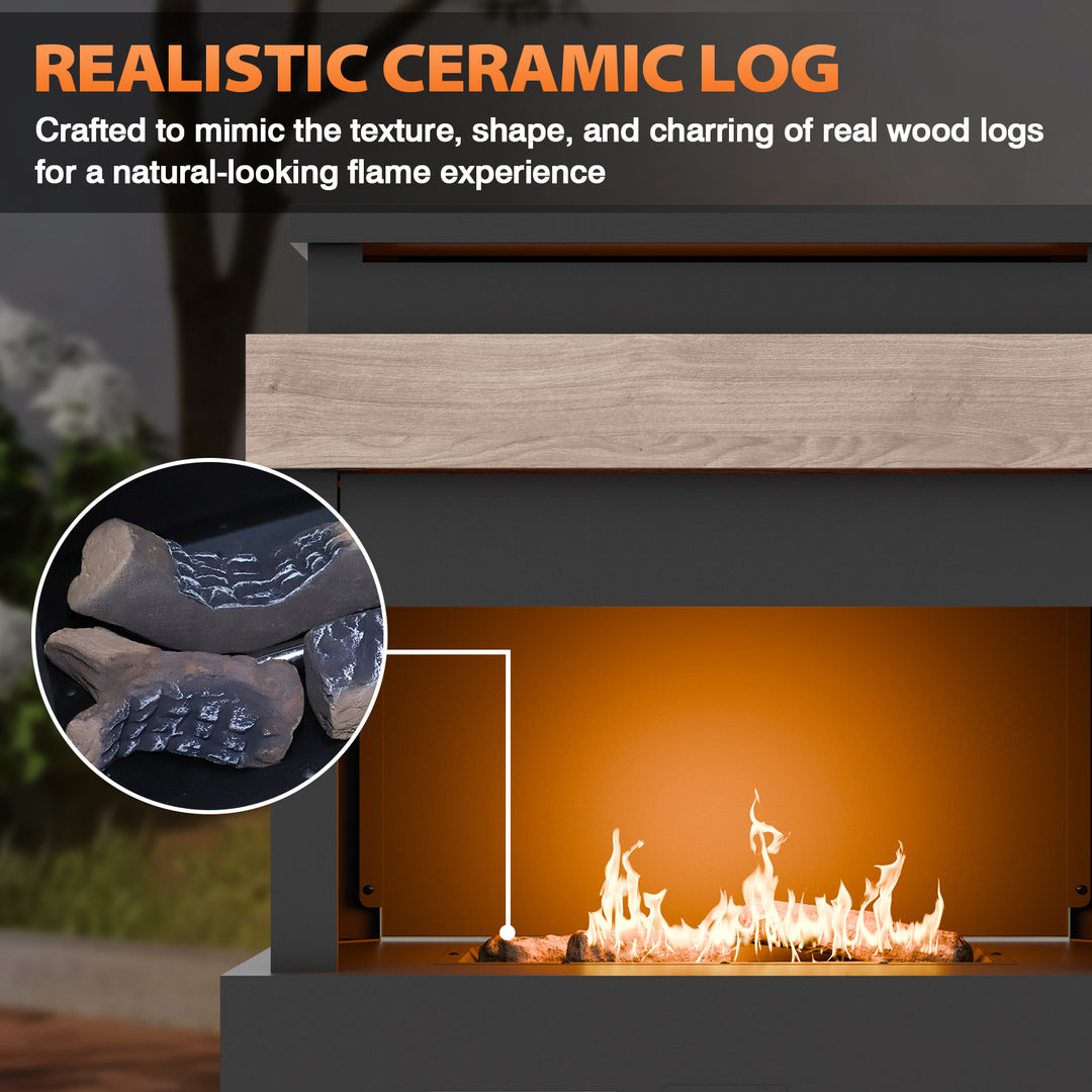 Outdoor Propane Fire Pit 50,000 BTU, Smokelss Gas Fireplace with Tank Storage