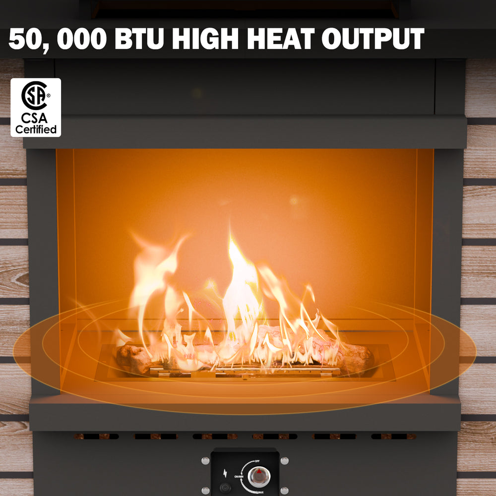 Outdoor Propane Fire Pit 50,000 BTU, Smokelss Gas Fireplace with Hidden Tank Storage