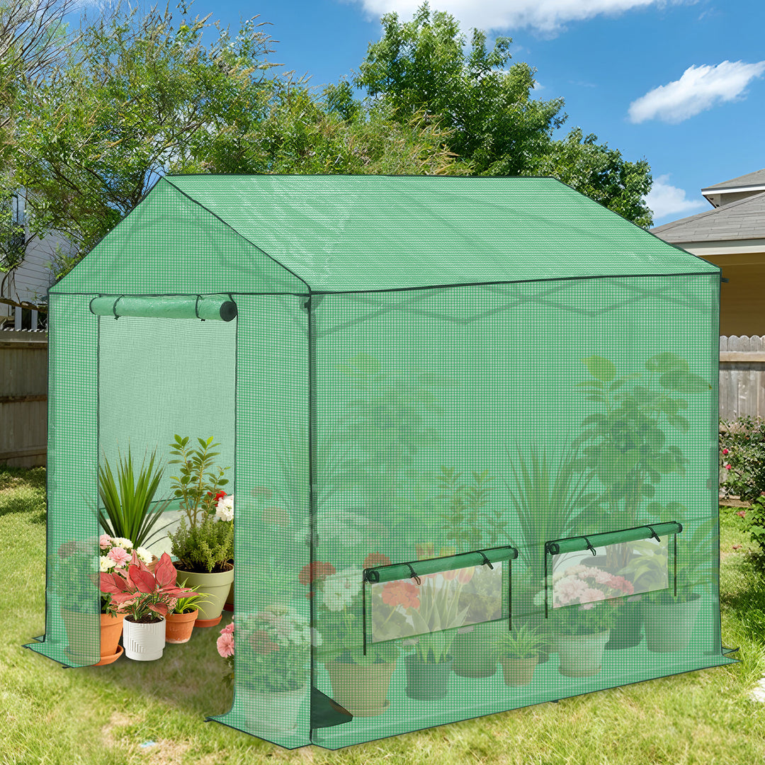COOS BAY 6x6/ 6x8/8x8 /10x10/12x8 FT Pop Up Greenhouse with Power Access Openings
