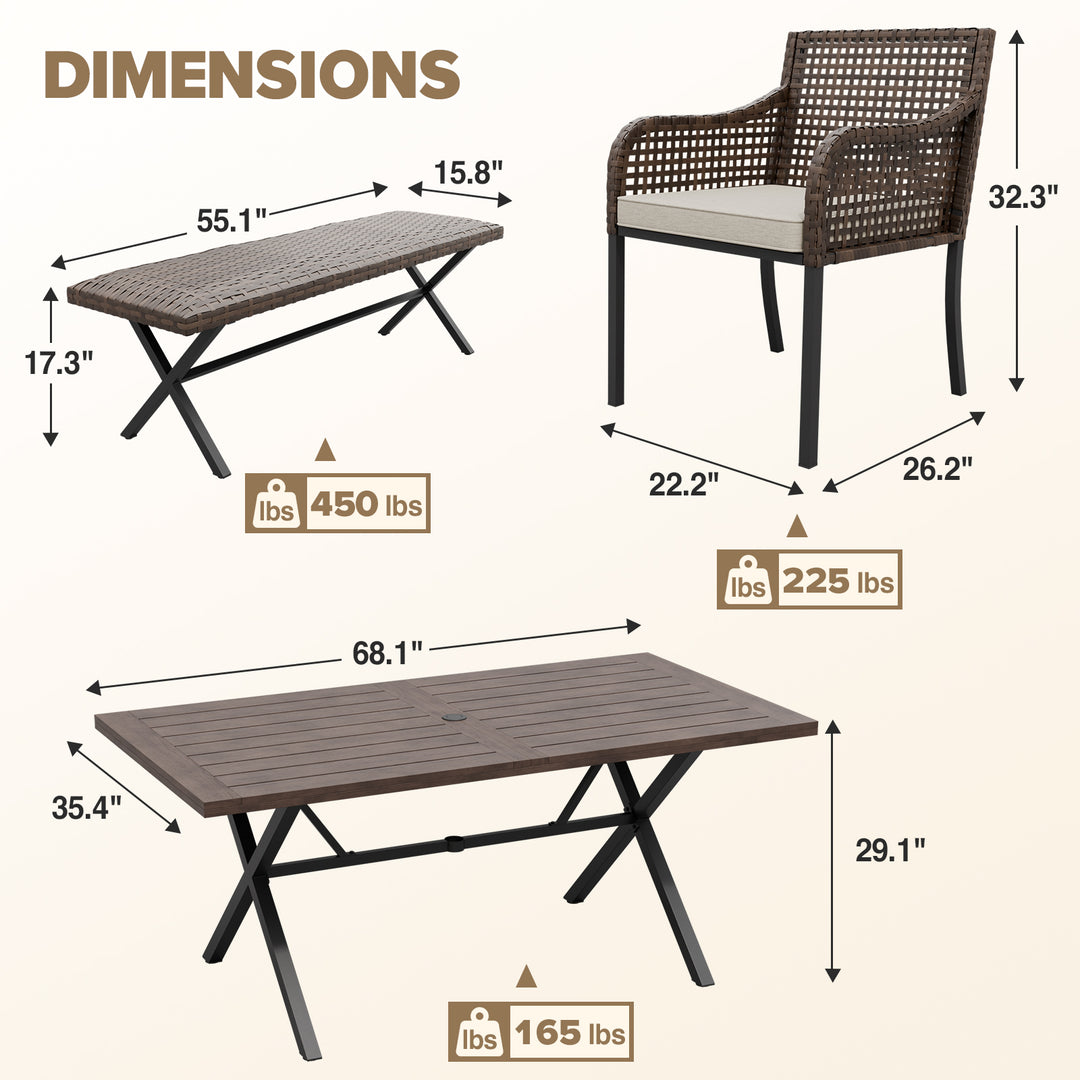 COOS BAY Echo Vibe Patio Dining Set for 4 with 2 Chairs, 4PCS