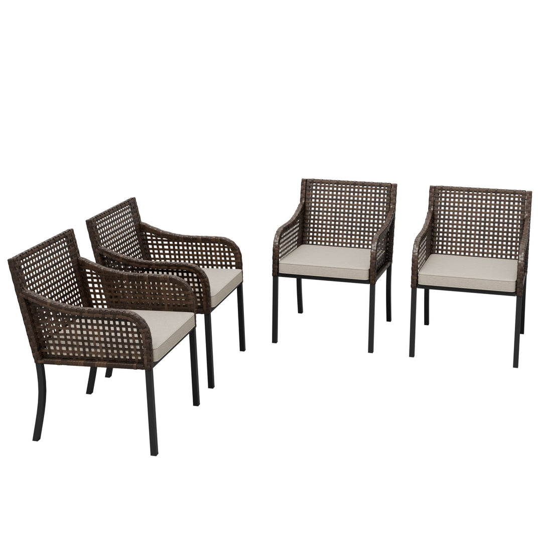 Echo Vibe Outdoor Dining Chairs with Seat Cushions,Set of 2, Brown/Beige