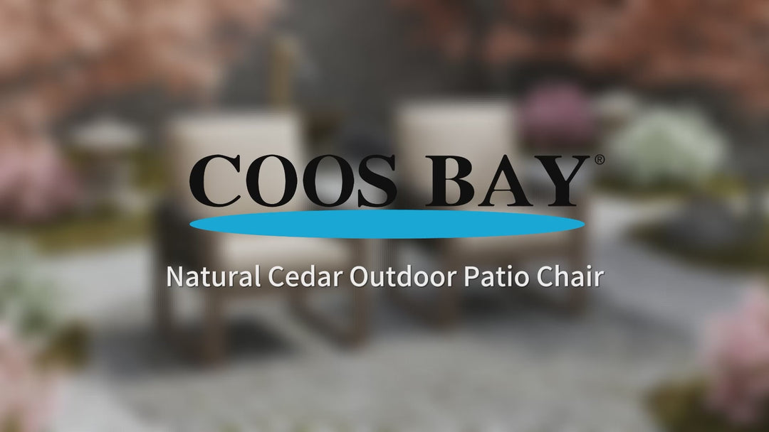 COOS BAY Natural Cedar Wood Patio Chair with Cushions, 2 Pieces
