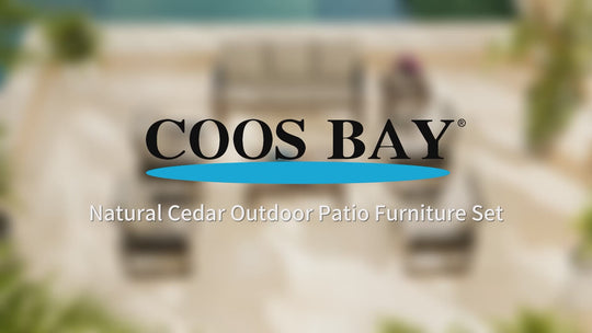 COOS BAY Natural Cedar 4 PCS Furniture Set w/ Sofa 2 Ottomans and Coffee Table